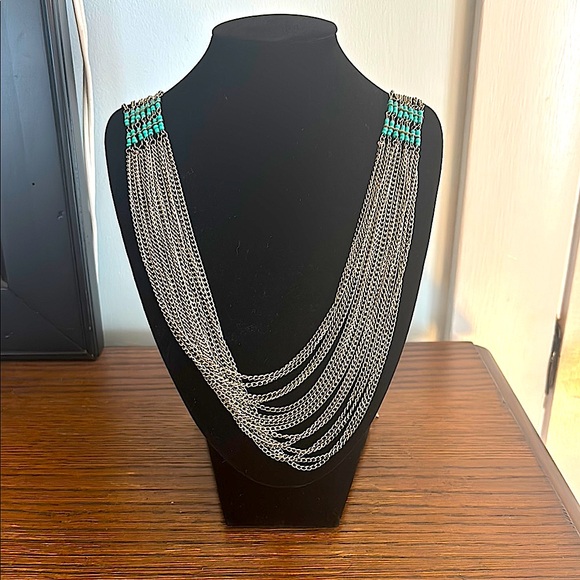 Jewelry - Multilayer Silver and Teal Necklace